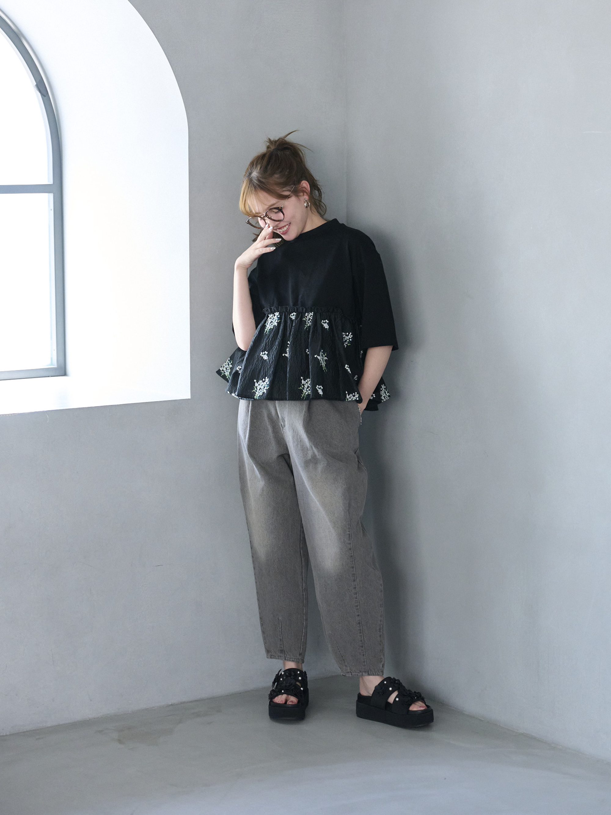 バレルレッグデニムパンツ