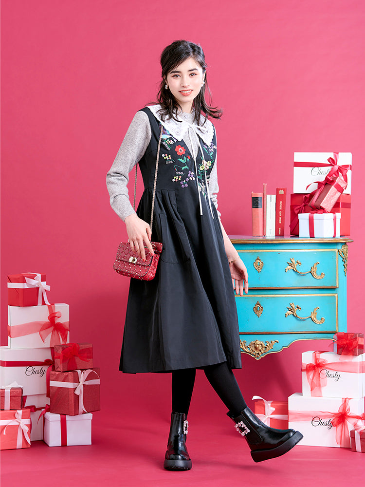 刺繍カラーカーディガン