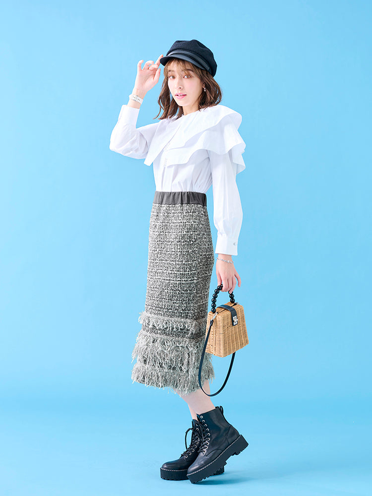 ツイードライクニットスカート