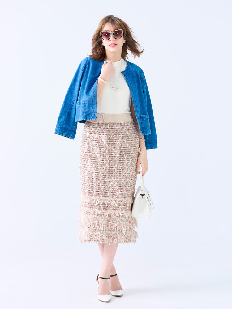 ツイードライクニットスカート