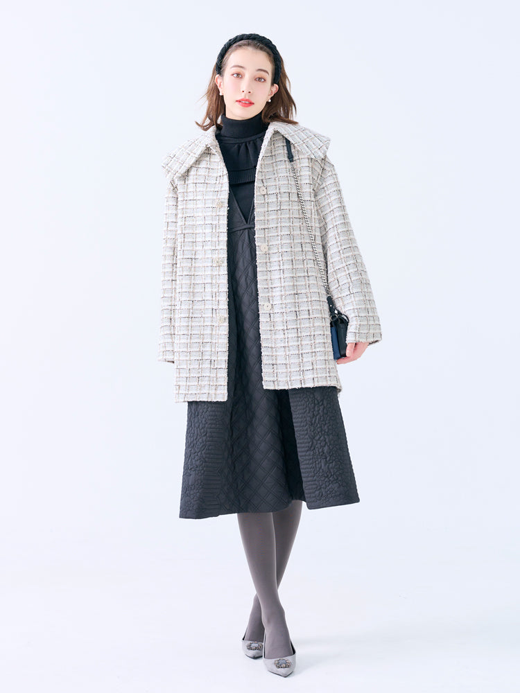 ツイードビッグカラーコート