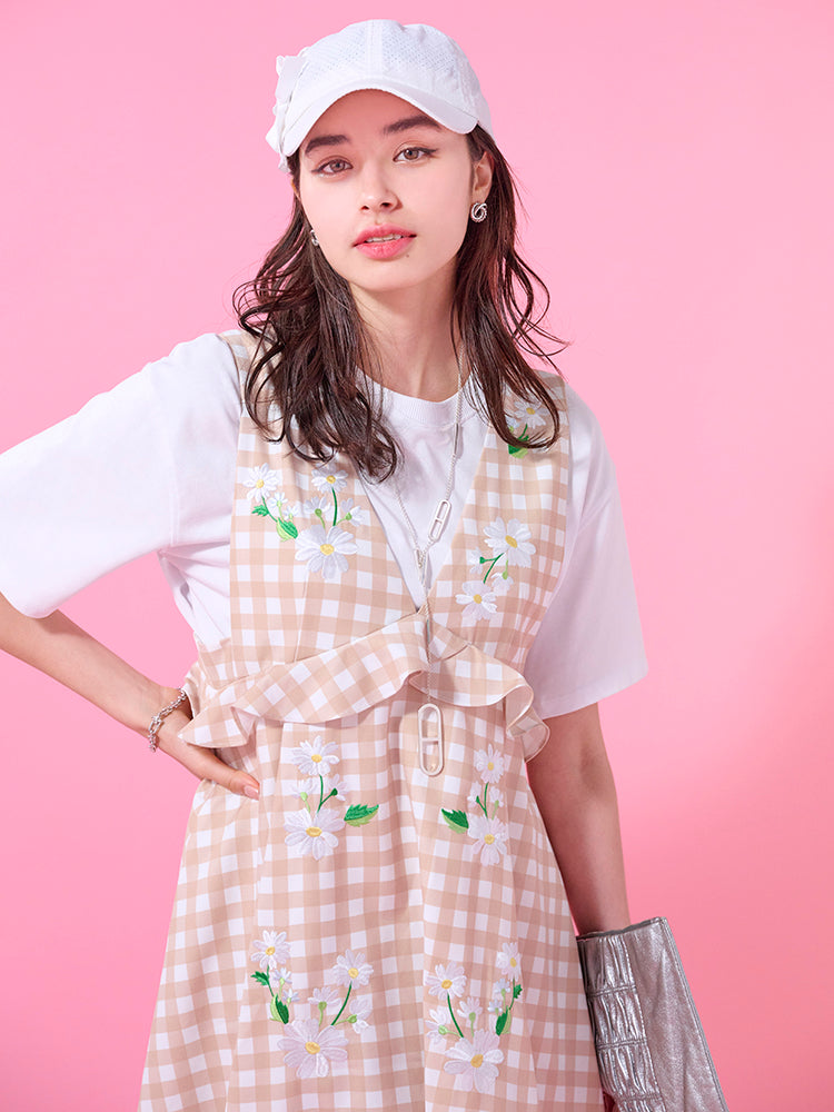 マーガレット刺繍ジャンパースカート