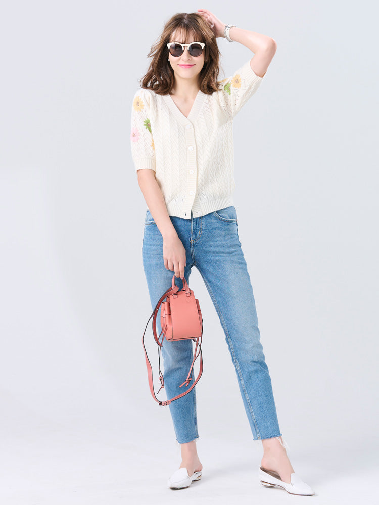 フラワーヘリンボーンカーディガン