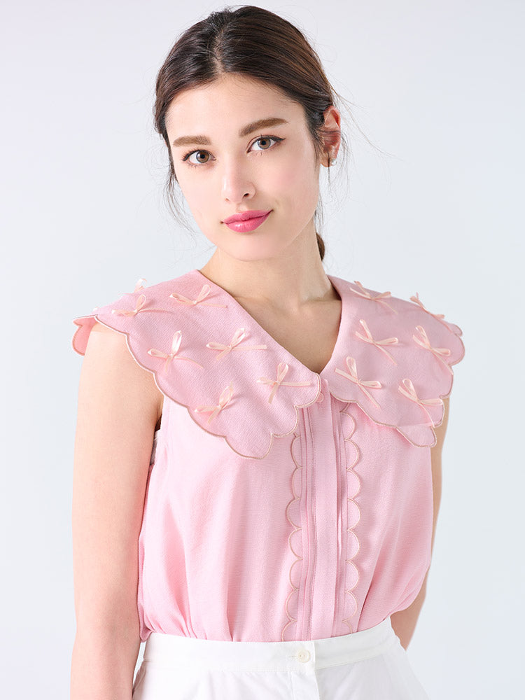 リボンカラーブラウス