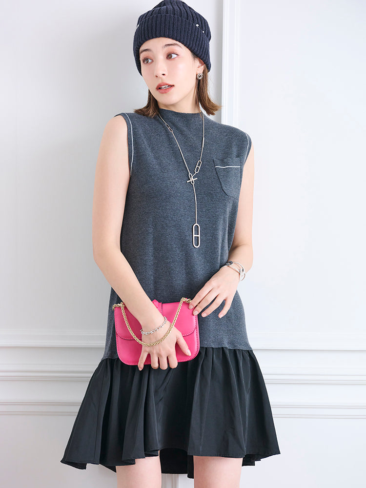 フラワー刺繍ニットアンサンブルワンピース