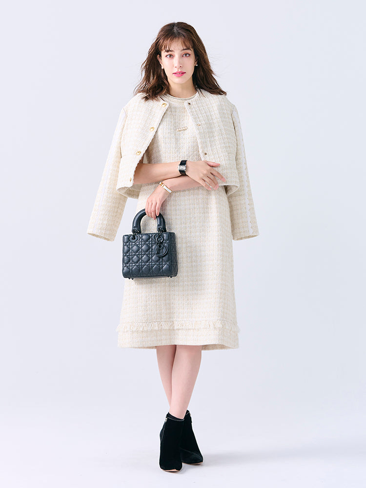 ラインビジューツイードワンピース