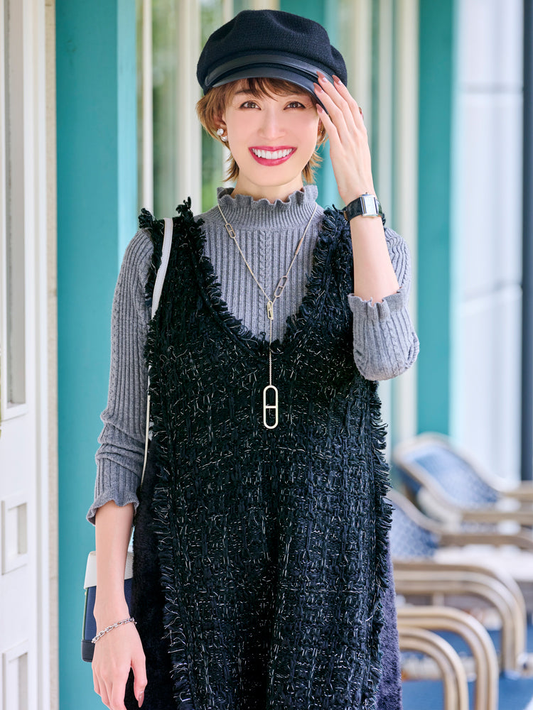 ツイードニットジャンパースカート