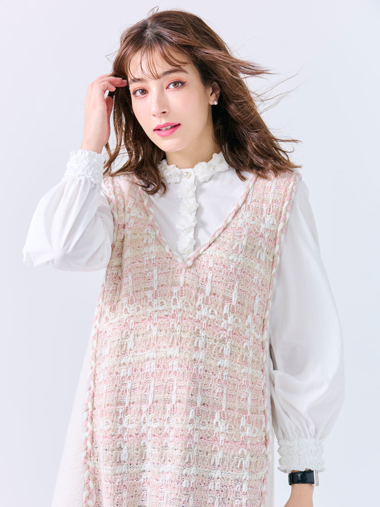 ツイードニットジャンパースカート