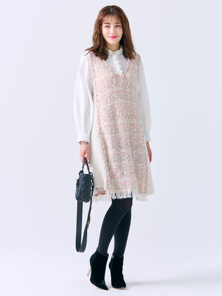 ツイードニットジャンパースカート