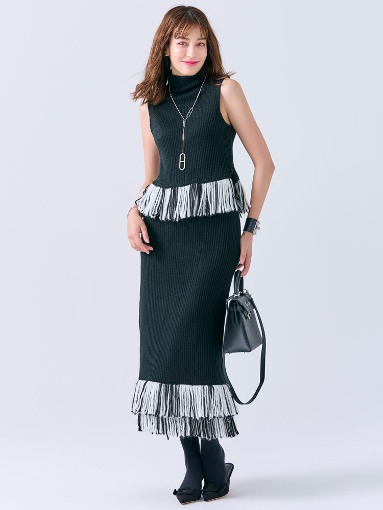 フリンジニットトップス