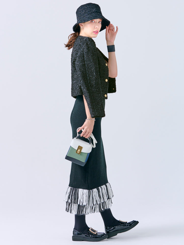 フリンジニットスカート