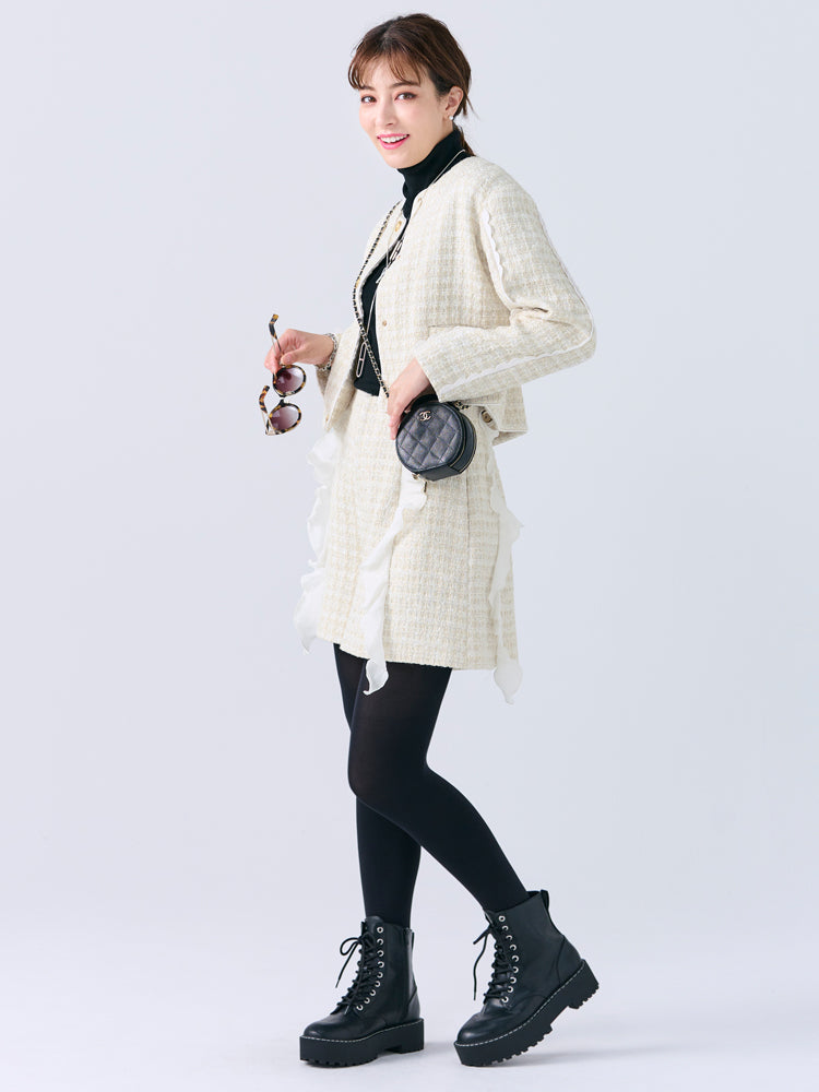 「CHESTY 20TH Elegance」ツイードフリルショートパンツ