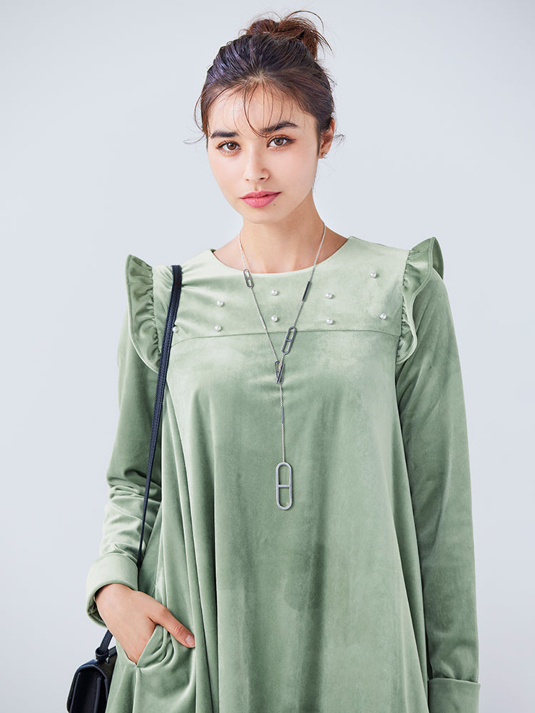 ベロアパールワンピース