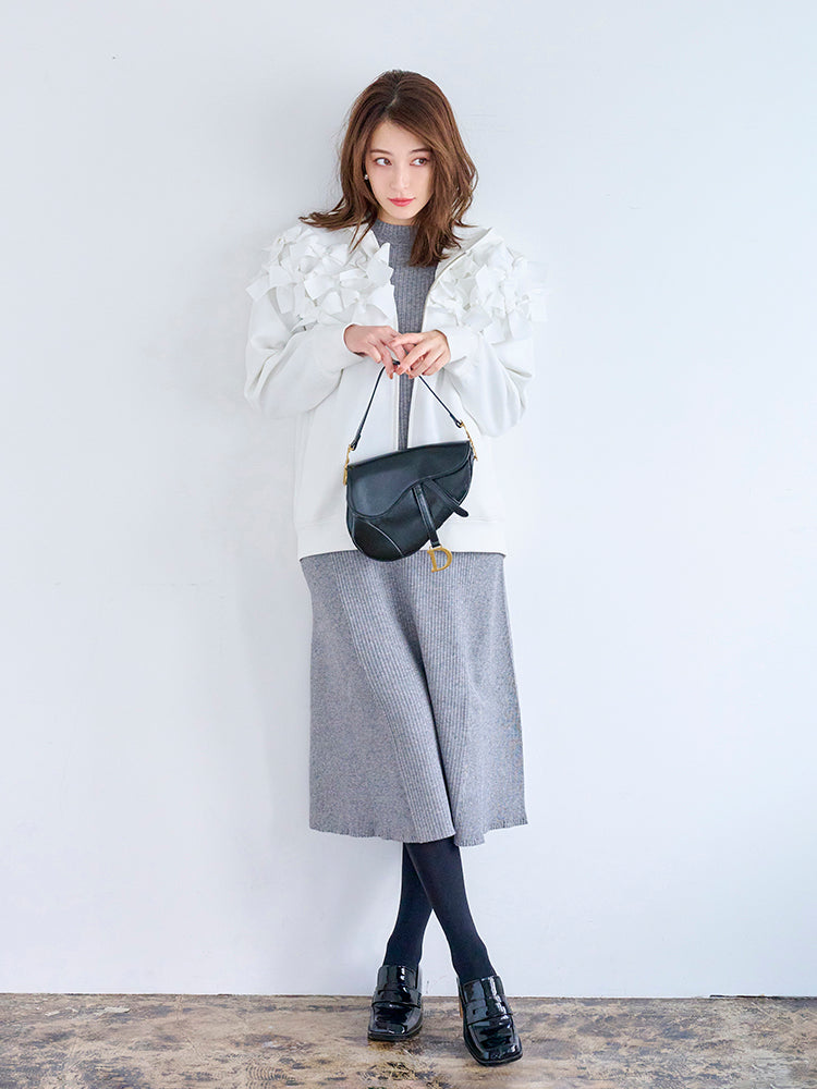 レースディテールニットワンピース