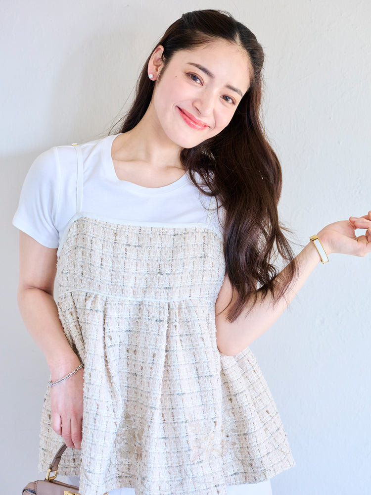 刺繍ツイードキャミソール