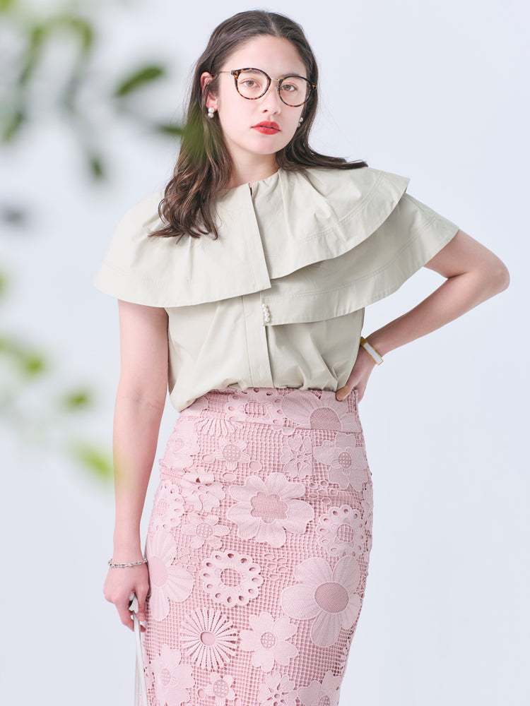 アシンメトリーカラーブラウス