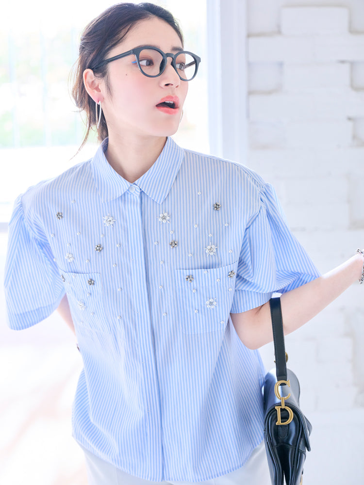 パールフラワーシャツ