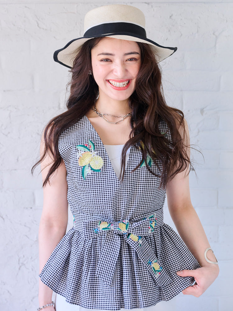 【Upcycle】レモンペプラムトップス