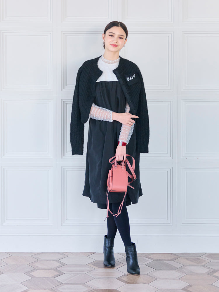 ドットチュールタフタワンピース