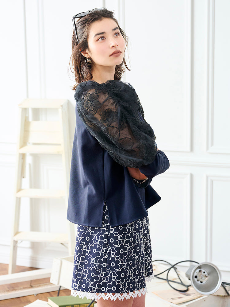 Cabbage フラワーパターン刺繍ショートパンツ