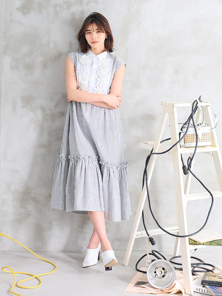 フラワーモチーフ3WAYシャツワンピース