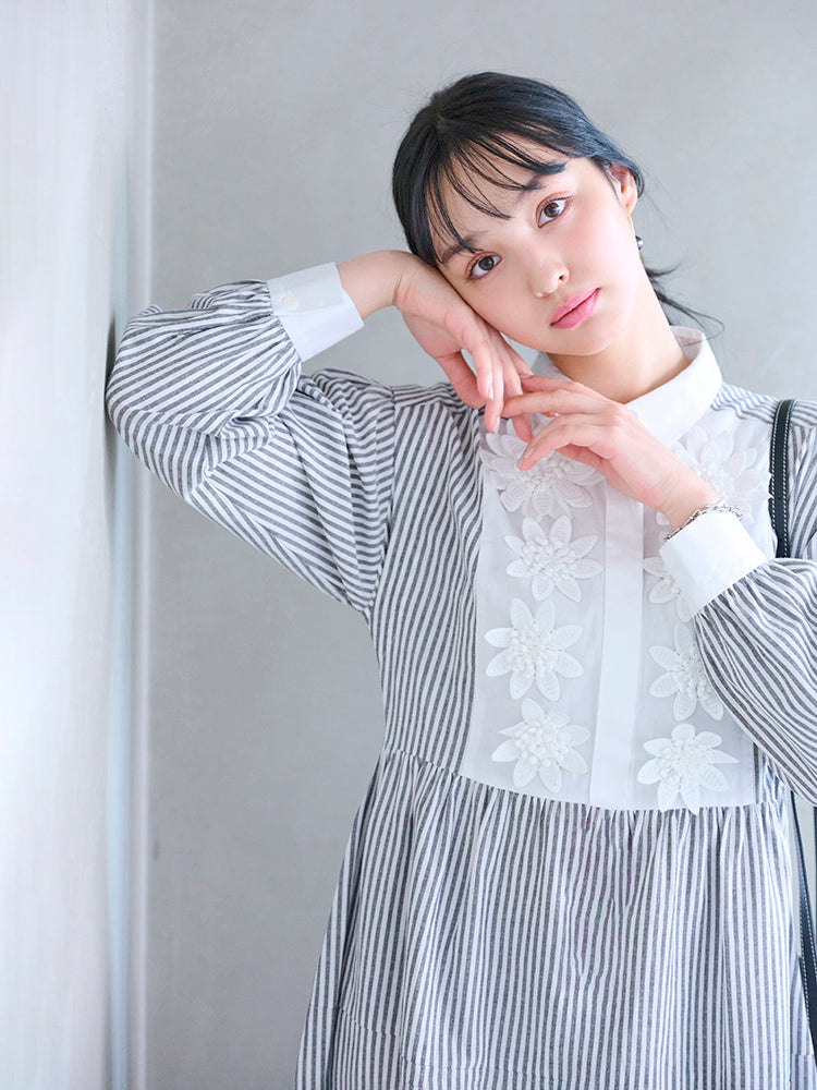 フラワーモチーフ3WAYシャツワンピース