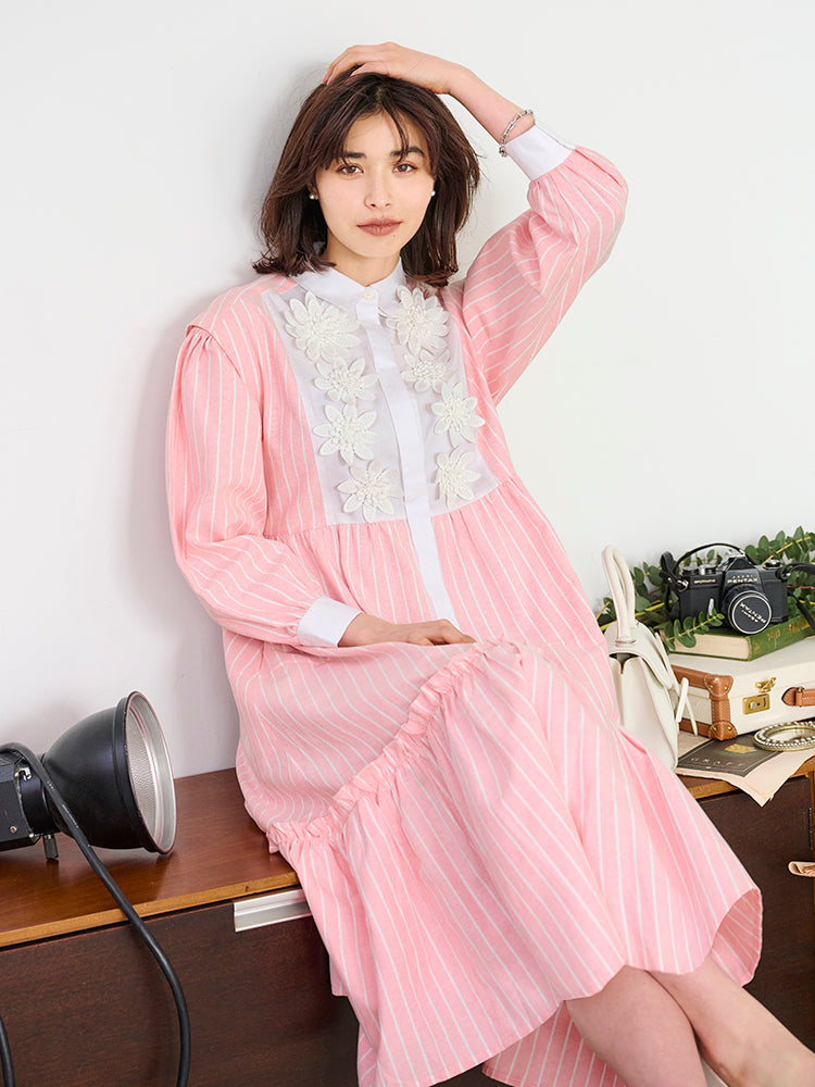 フラワーモチーフ3WAYシャツワンピース