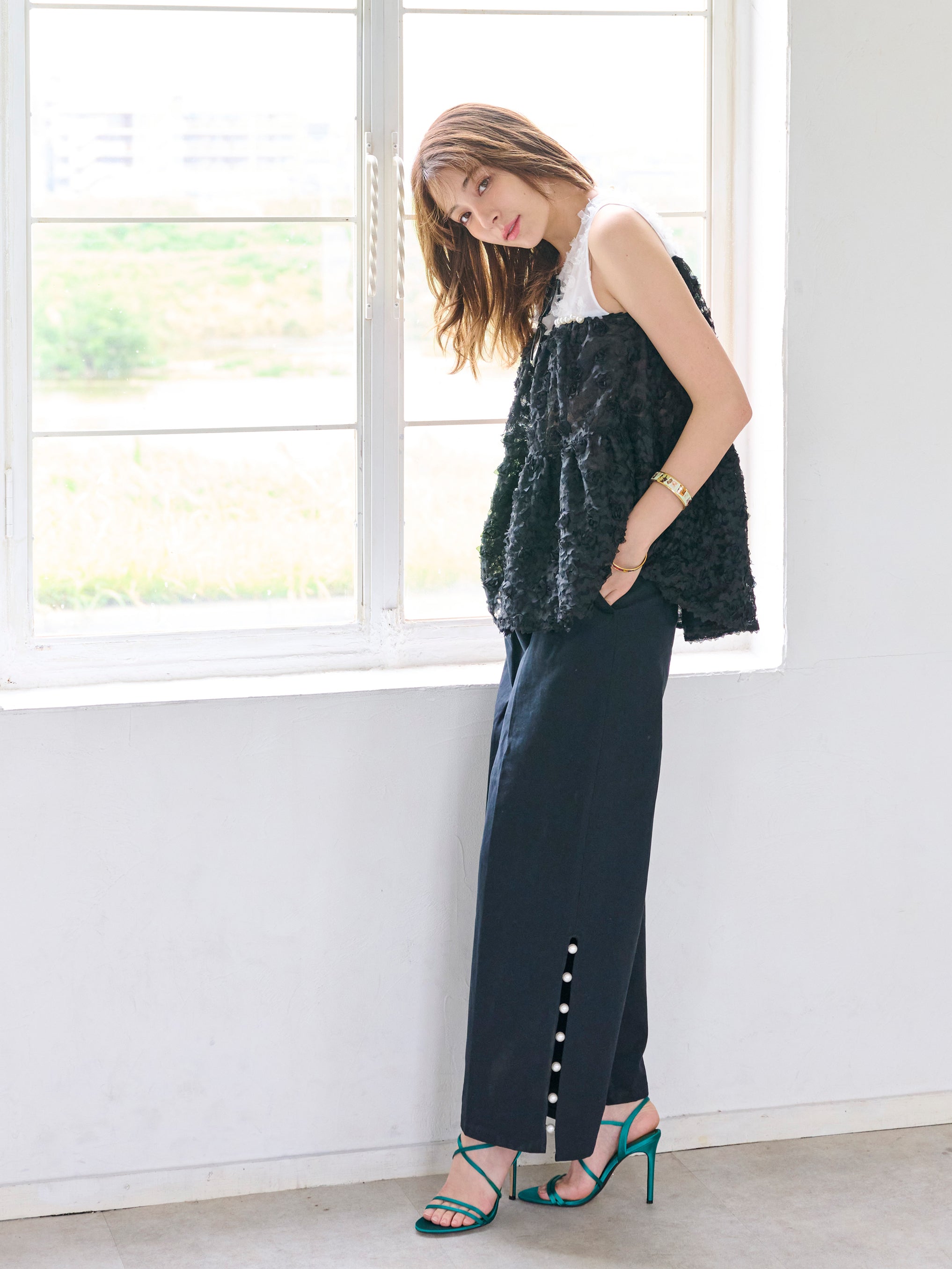 シフォンフルールトップス