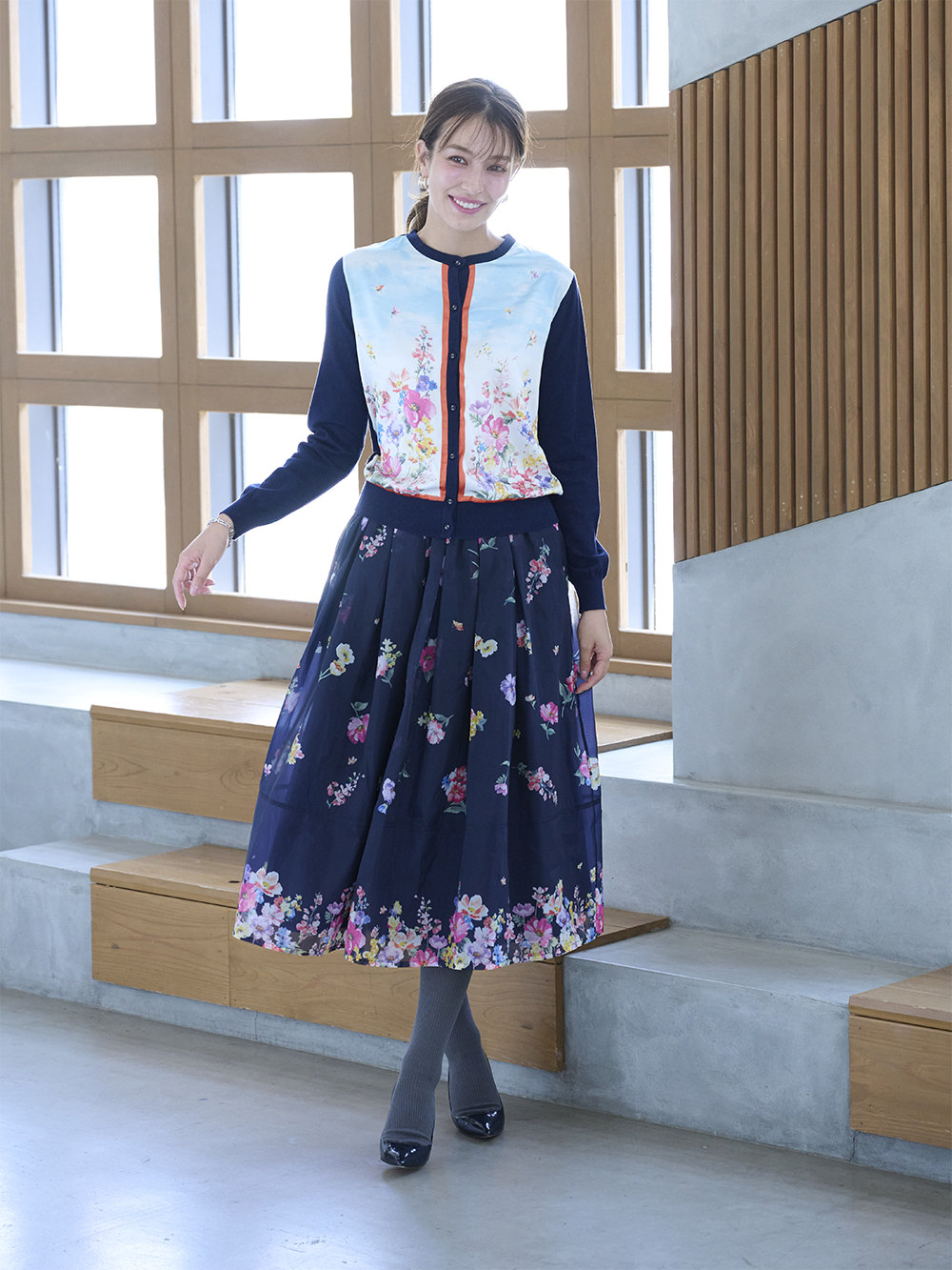 フラワープリントスカート