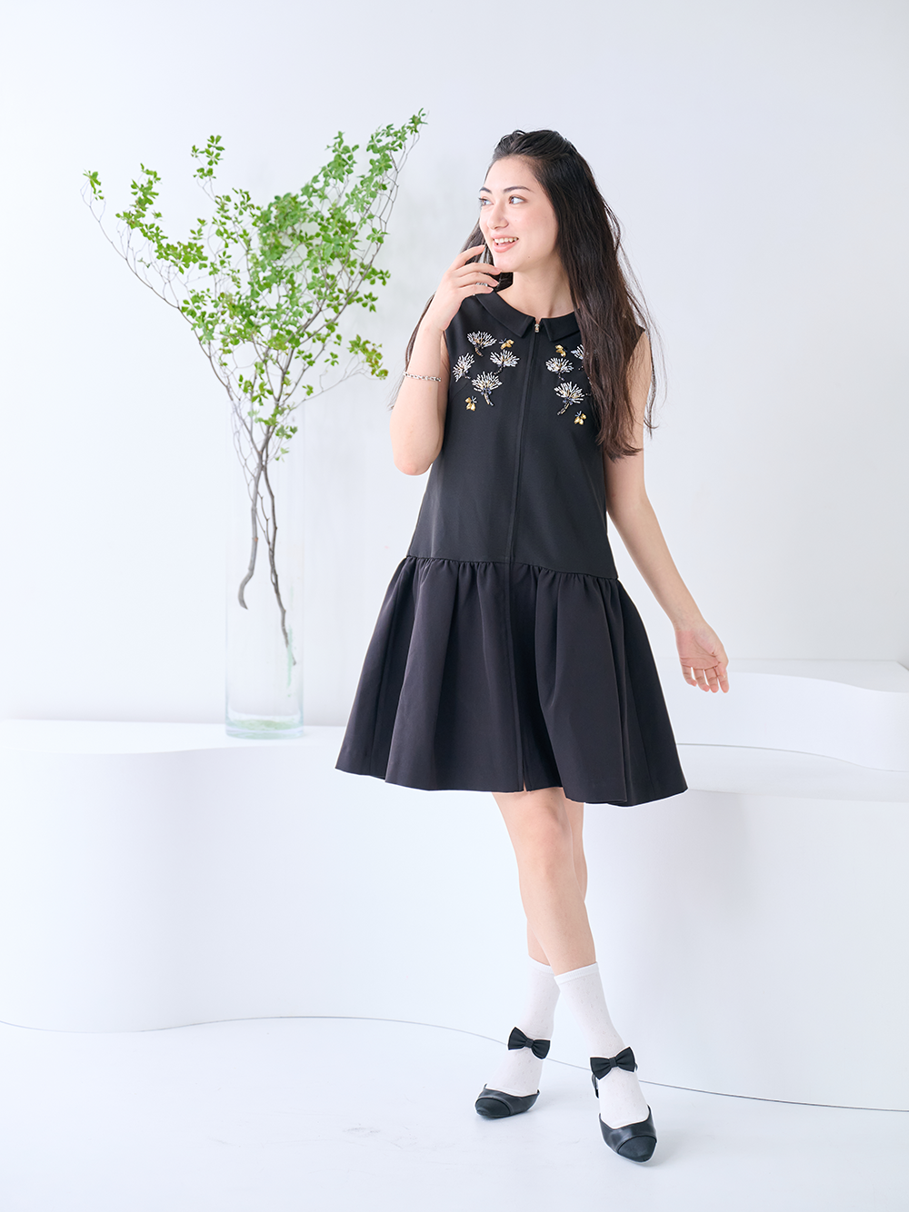 model:H168 着用サイズ:1サイズ 着用カラー:Black