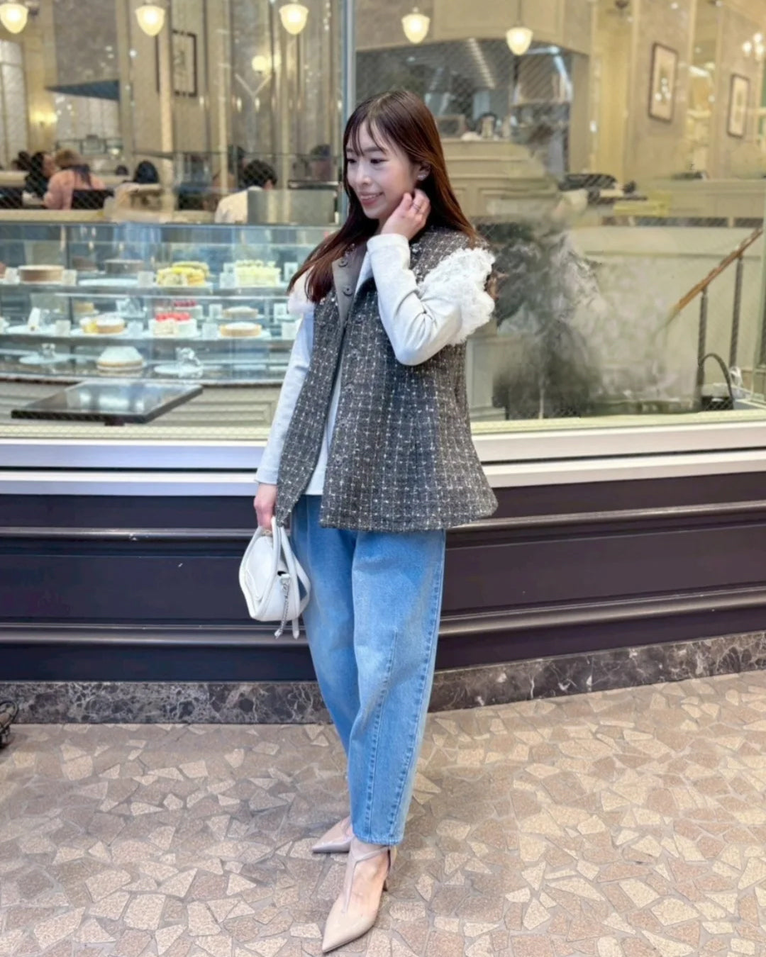 ビジューツイードベストスタイリング kana♡(163cm)