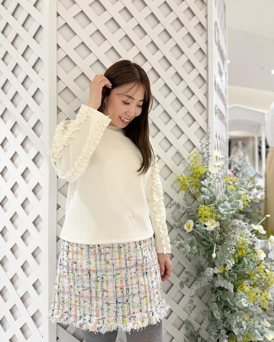 MissAdoraカラフルツイードスカート Marina (158cm)