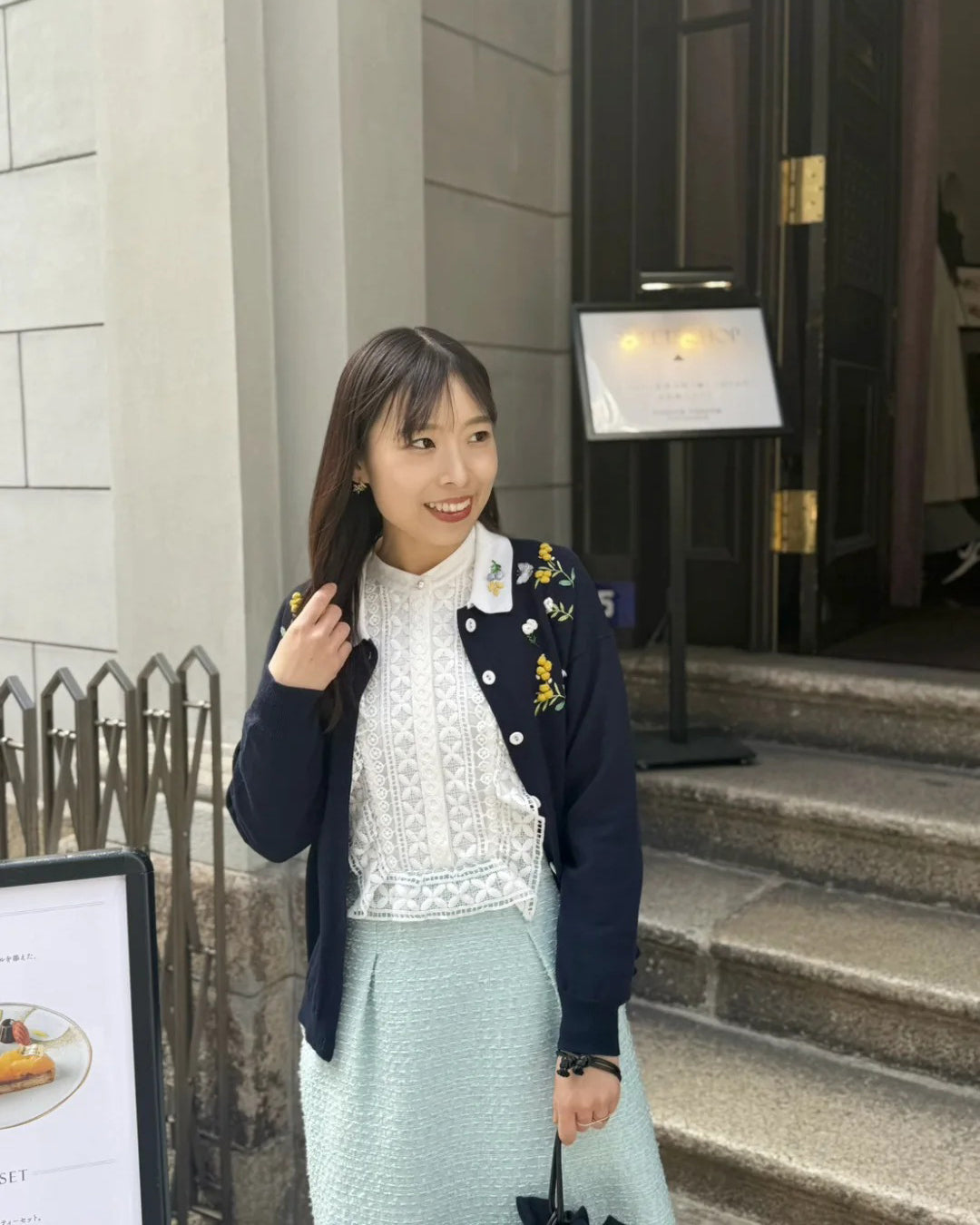 レースツイードワンピーススタイリング kana(163cm)