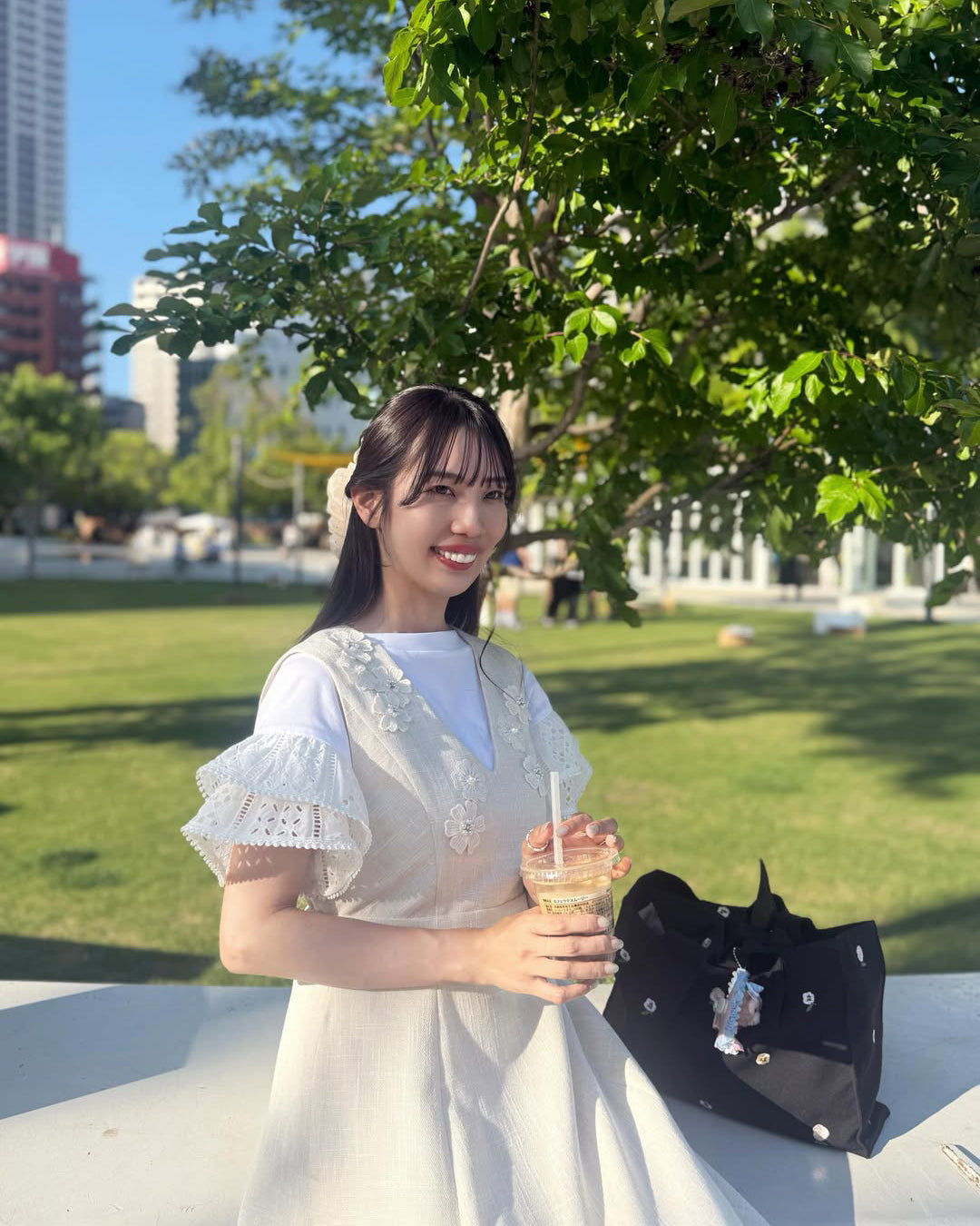 レーススリーブトップス×ツイードワンピースセット  Miho (164cm)