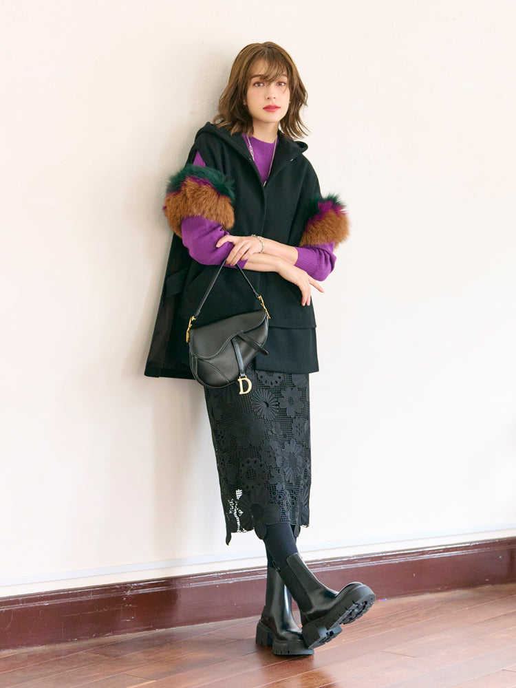 ファーニットのアメリカンデニムワンピース JUST A NOON ワンピース 襟付きアメリカンスリーブデニム