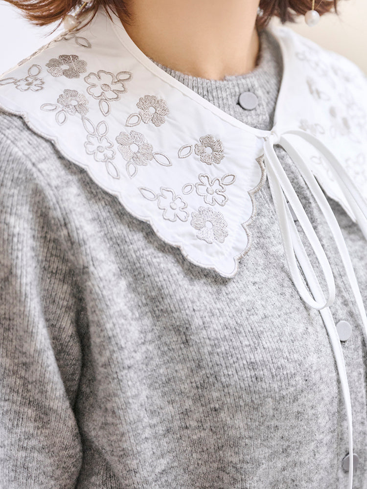 Chesty 薄手 花 柄 ビジュー 刺繍 カーディガン 紺 ネイビー