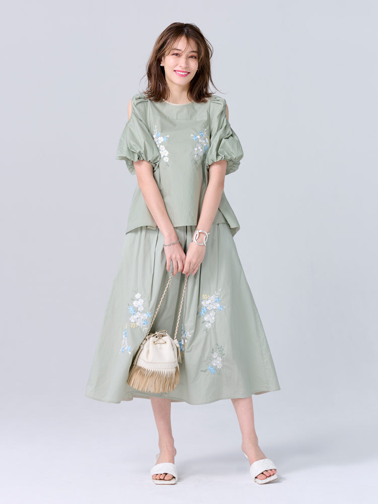 チェスティ　chesty オーガンジー刺繍トップス　グレー オーガンジー刺繍ロングスカート |【公式】Chestyオンラインショップ