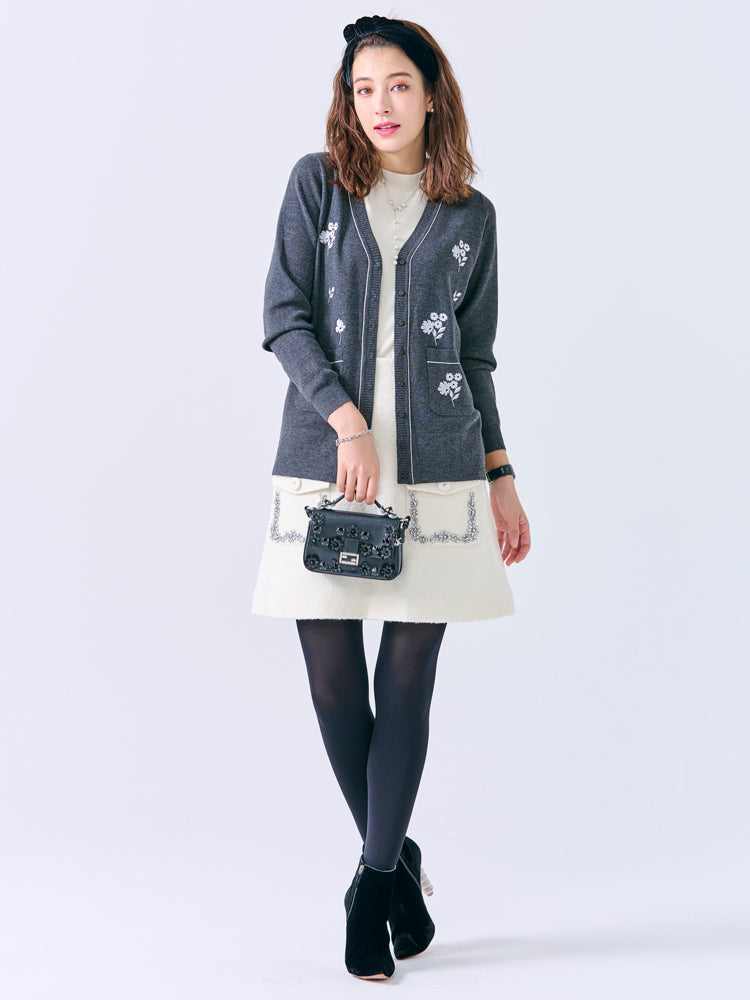 ポケットビジューウールスカート