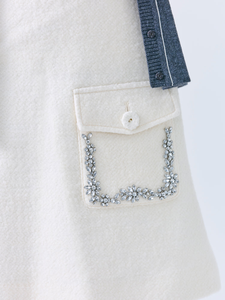 ポケットビジューウールスカート