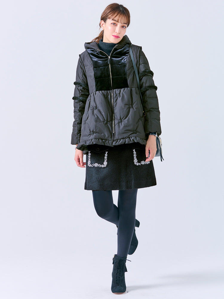 ポケットビジューウールスカート