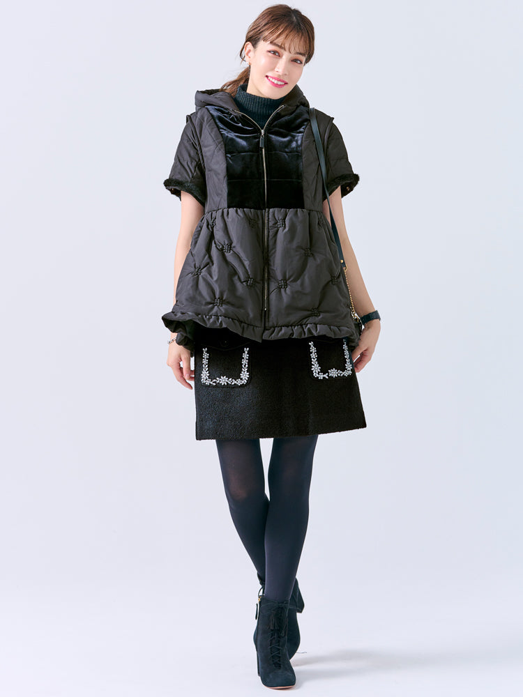 ポケットビジューウールスカート