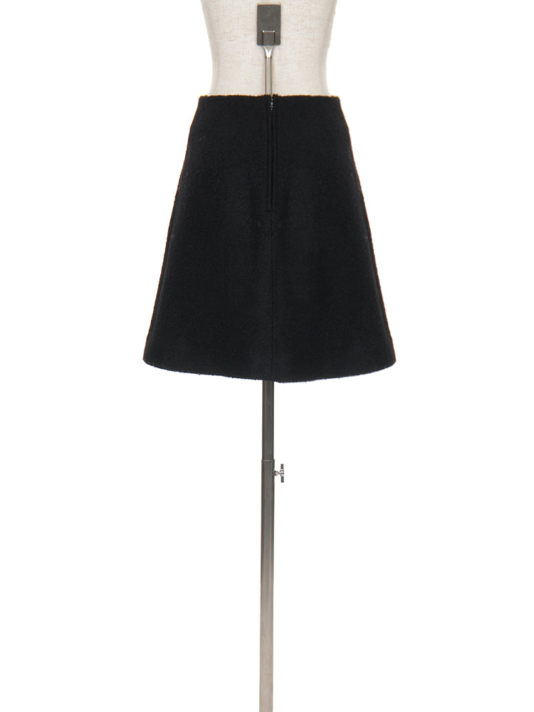 ポケットビジューウールスカート