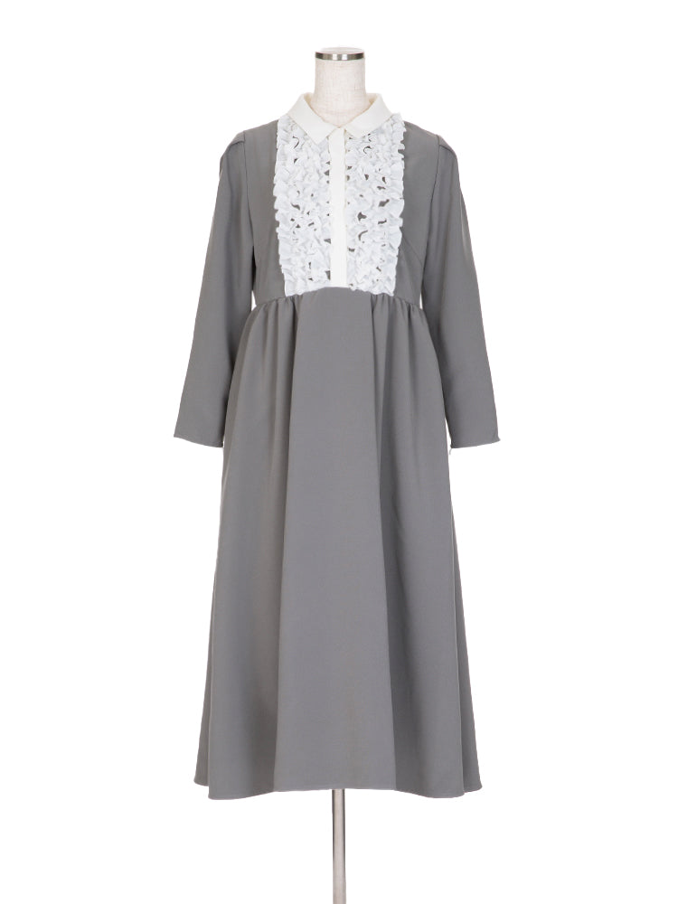 バイカラーフリルワンピース