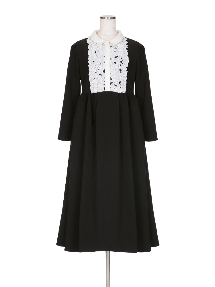 バイカラーフリルワンピース