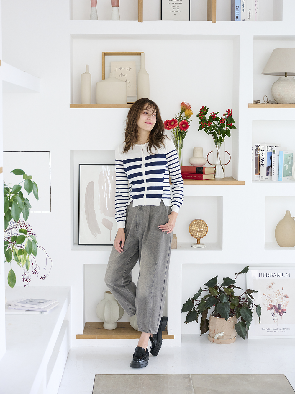 バックフリルカーディガン