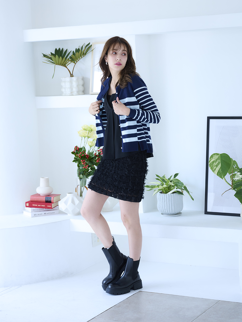 バックフリルカーディガン