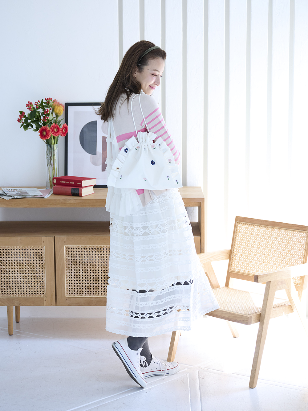 バックフリルカーディガン