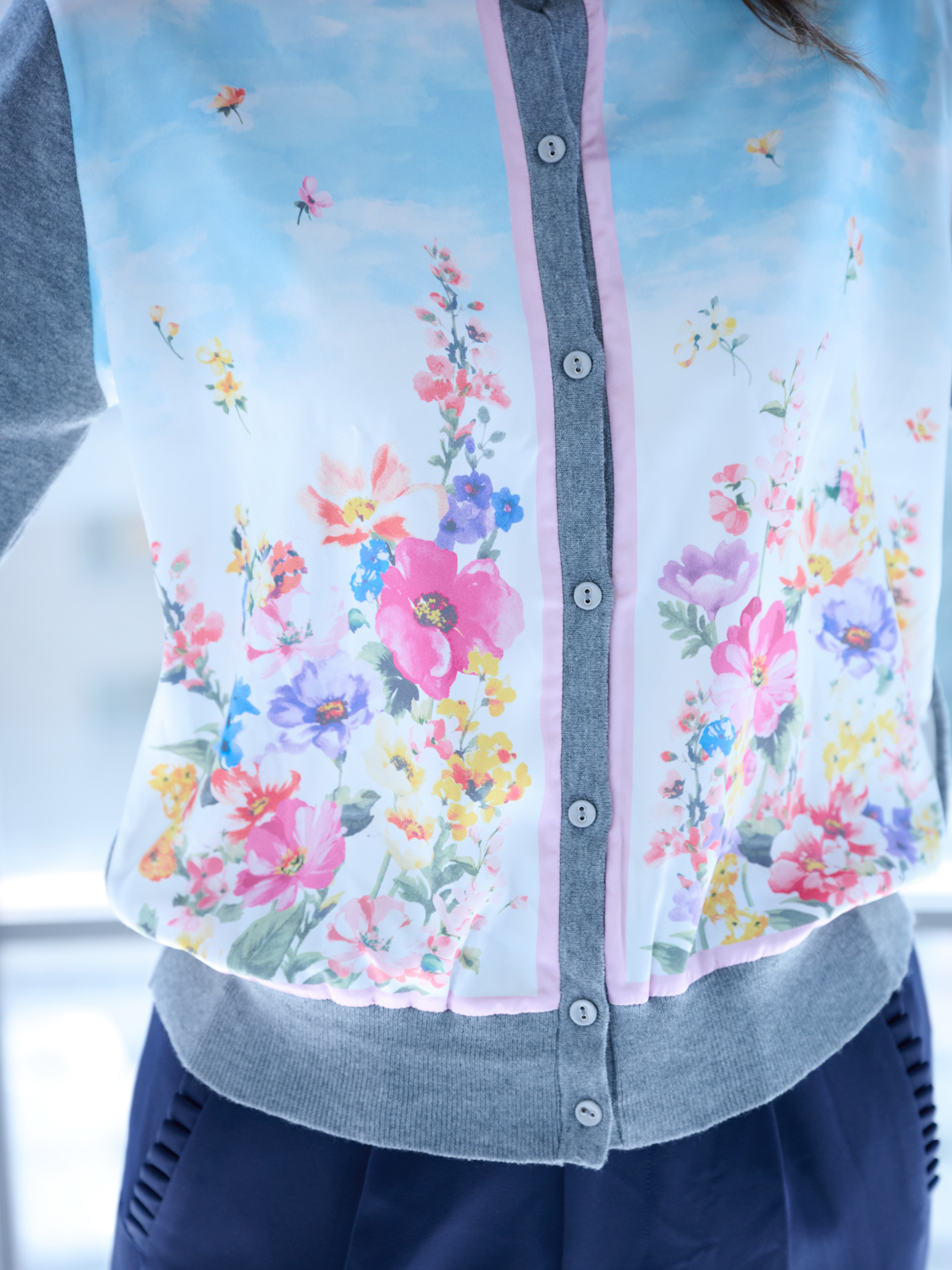 スカーフプリントカーディガン