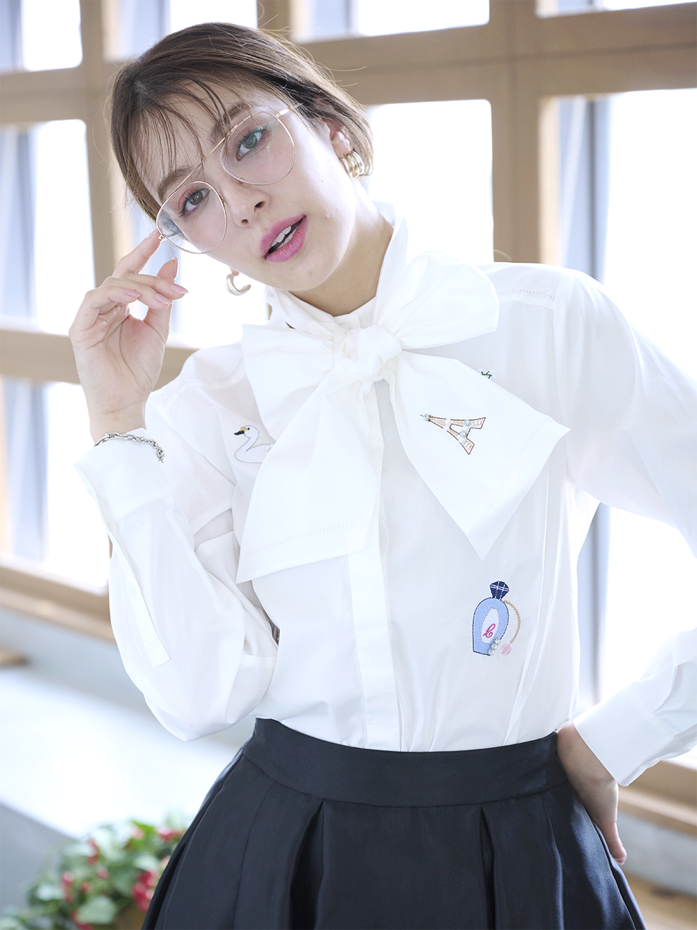 早い者勝ち！bow.a ボウエー 水際ナミナミブラウス ネイビー bow.a 水際 ナミナミ ブラウス ネイビー 水際 NAMINAMI BLOUSE