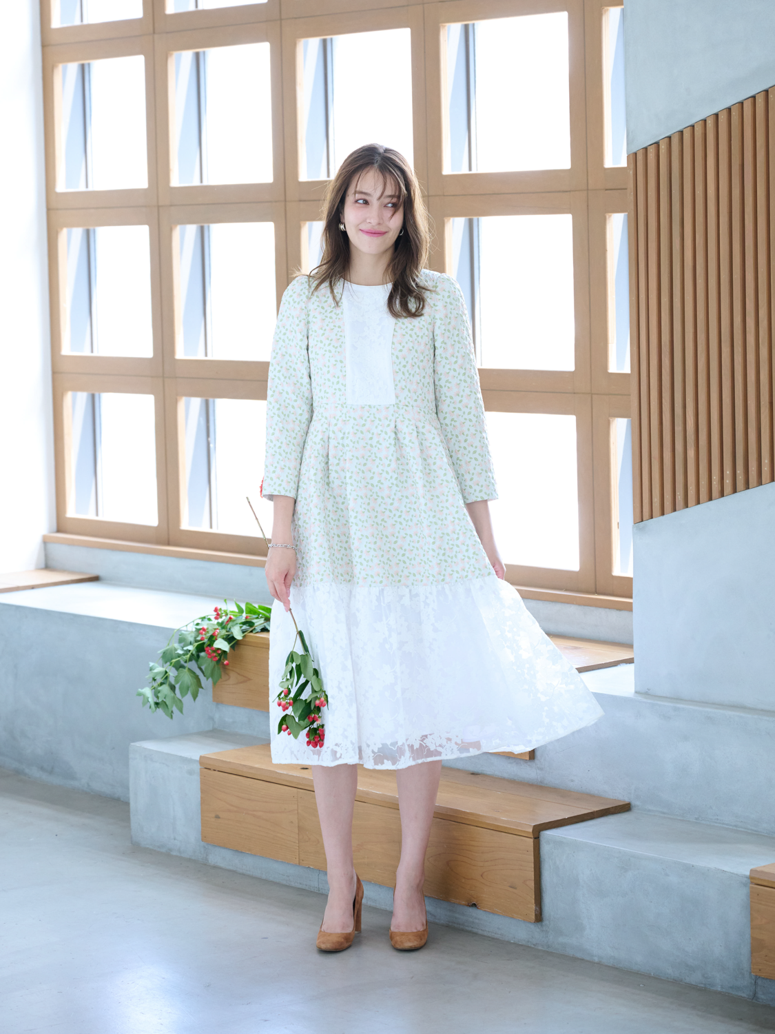 Chesty ジャガード刺繍パフスリーブワンピース 1 ネイビー ボリュームジャガード刺繍ワンピース |【公式】Chestyオンラインショップ